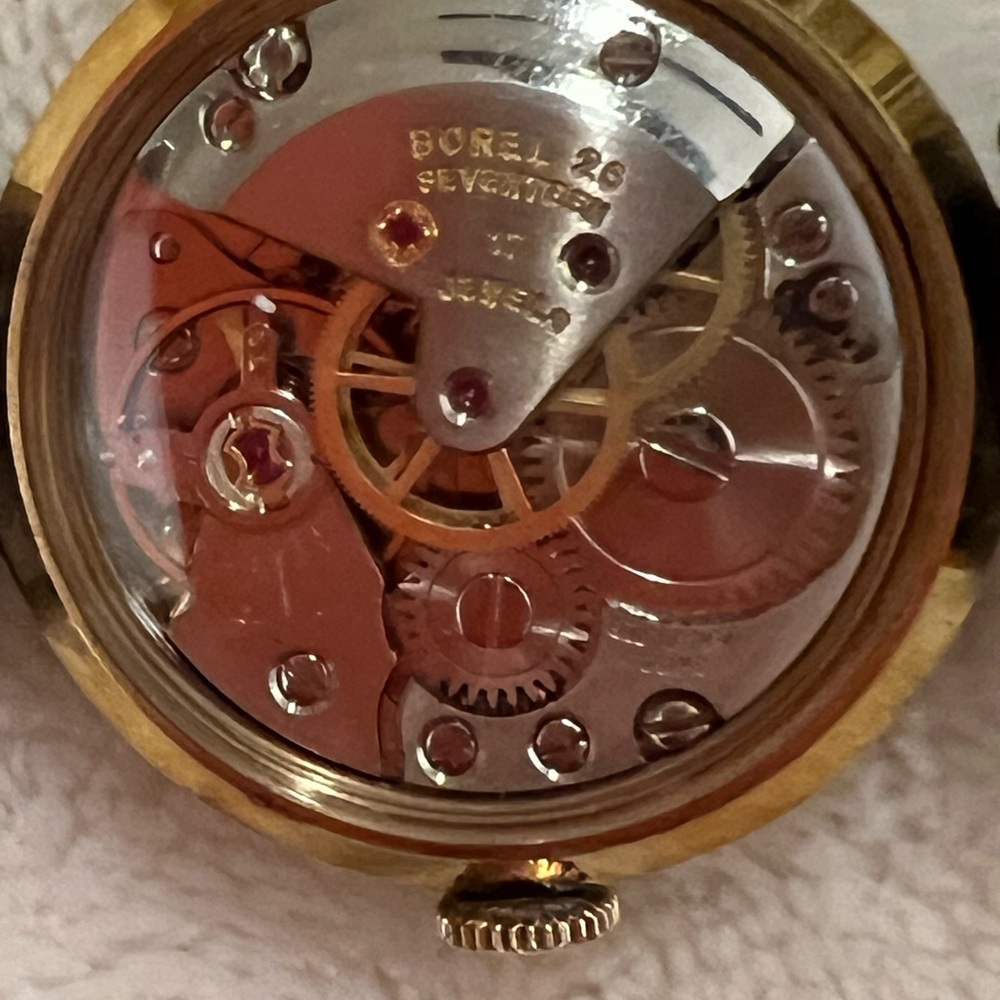 🩷 Ernest Borel 26 Gold-Plated 17🩷
Jewel Kaleidoscope Watch w/ Black Leather Band